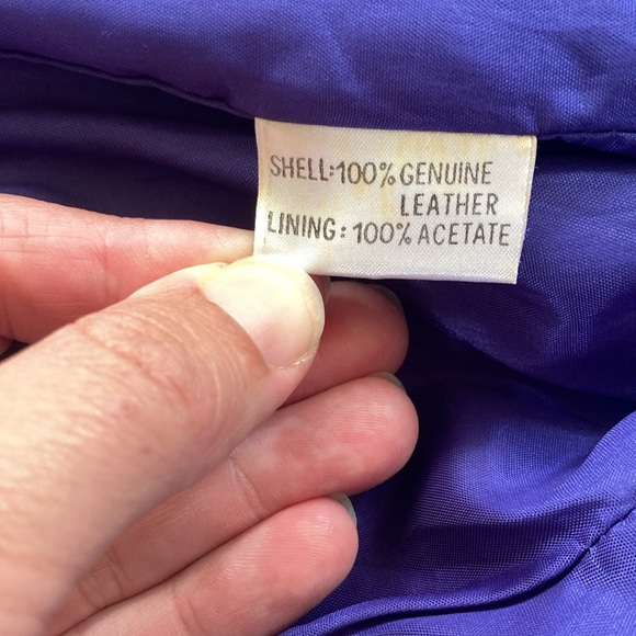 VINTAGE | Blue Suede 💙Leather Double Breasted Jacket Women’s Large - Picture 9 of 16